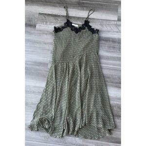 Naning9 Green Floral Crochet Lace Midi Dress M Korea F2